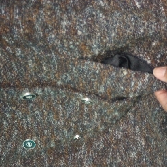 ST JOHN Collection Boucle Tweed Leather Trim Double- Breasted Blazer Jacket - Picture 8 of 16